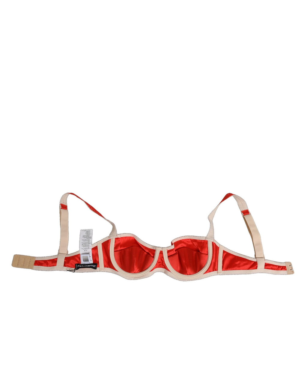 Soutien-gorge en satin de soie rouge Dolce & Gabbana avec armatures et demi-rembourrage, lingerie élégante et raffinée.