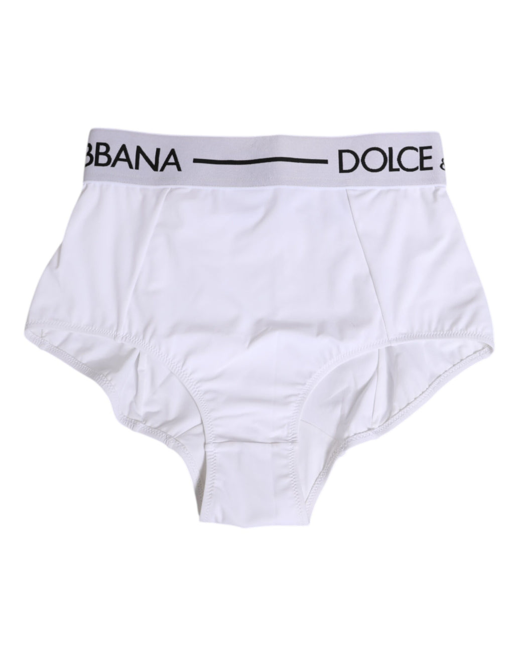 Culotte Dolce & Gabbana en nylon blanc avec logo sur la ceinture, sous-vêtements élégants et confortables.