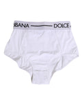 Culotte Dolce & Gabbana en nylon blanc avec logo sur la ceinture, sous-vêtements élégants et confortables.