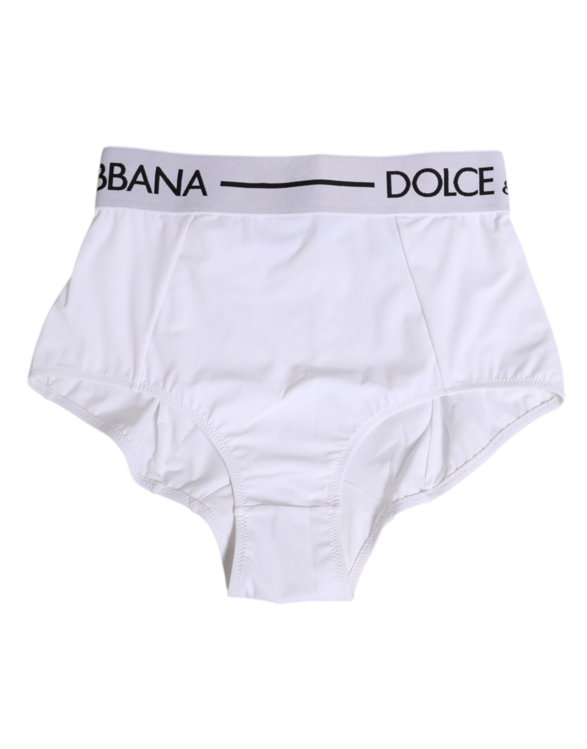 Culotte Dolce & Gabbana en nylon blanc avec logo sur la ceinture, sous-vêtements élégants et confortables.