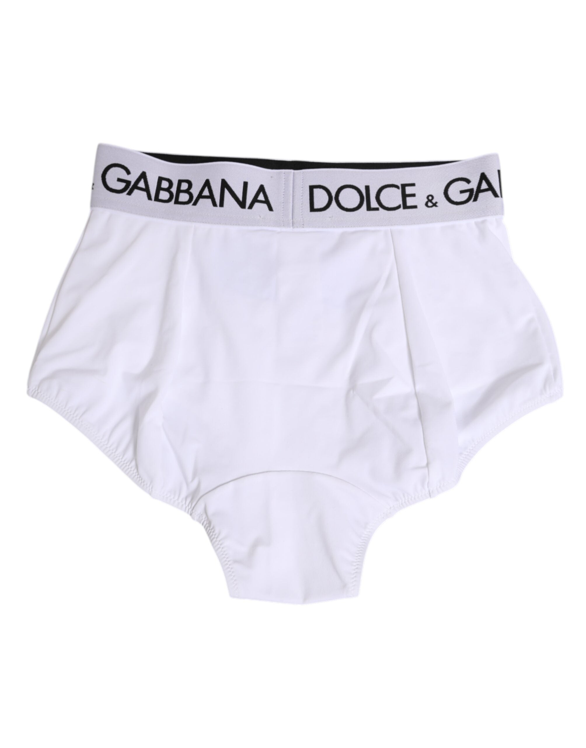Culotte Dolce & Gabbana en nylon blanc avec ceinture logo, sous-vêtements élégants et confortables.