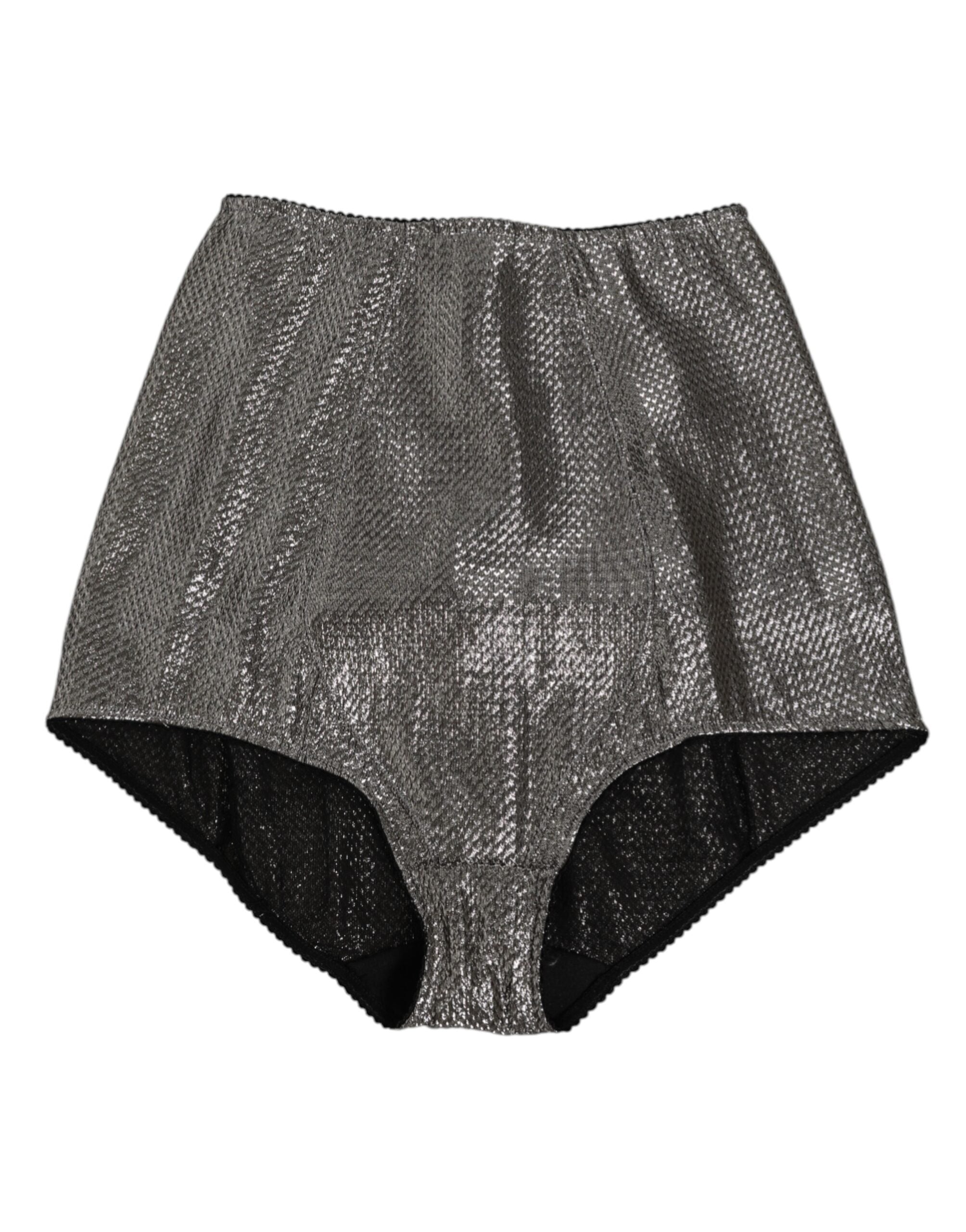 Culotte gainante en soie gris Dolce & Gabbana, slip stretch et élégant, vue de face avec détails de finition raffinés