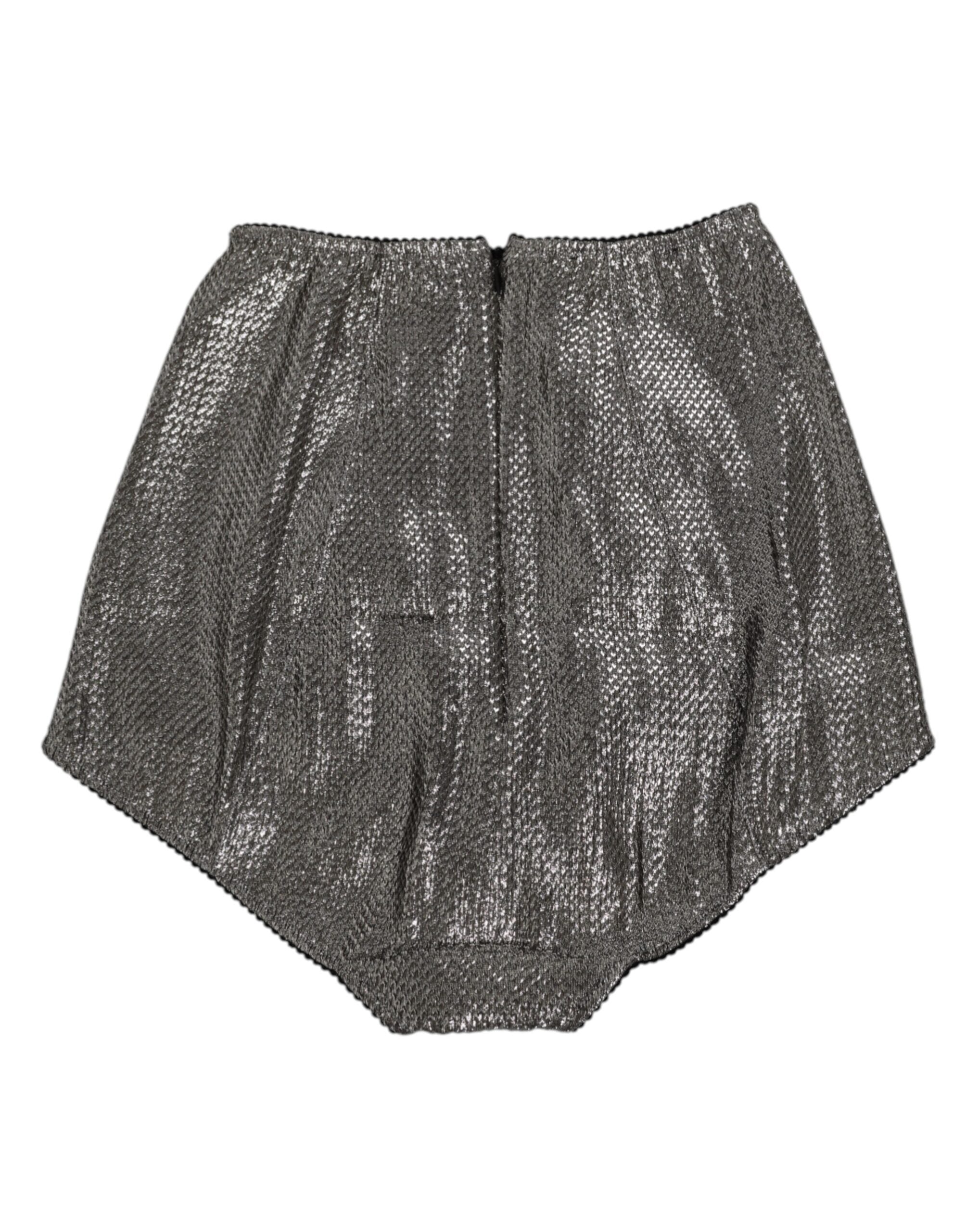 Slip-gant Dolce & Gabbana en soie grise, gainant et extensible, sous-vêtements féminins élégants et confortables.