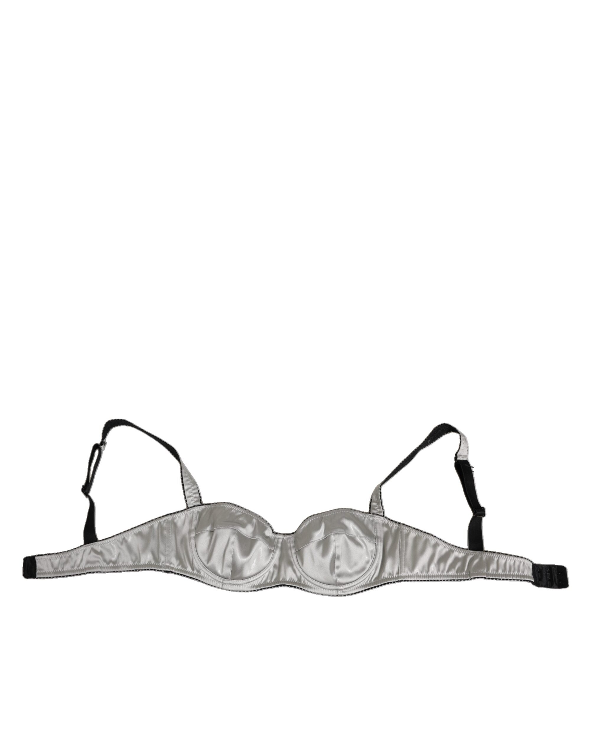 Soutien-gorge balconnet Dolce & Gabbana en acétate gris, stretch, avec détails élégants en lingerie raffinée.