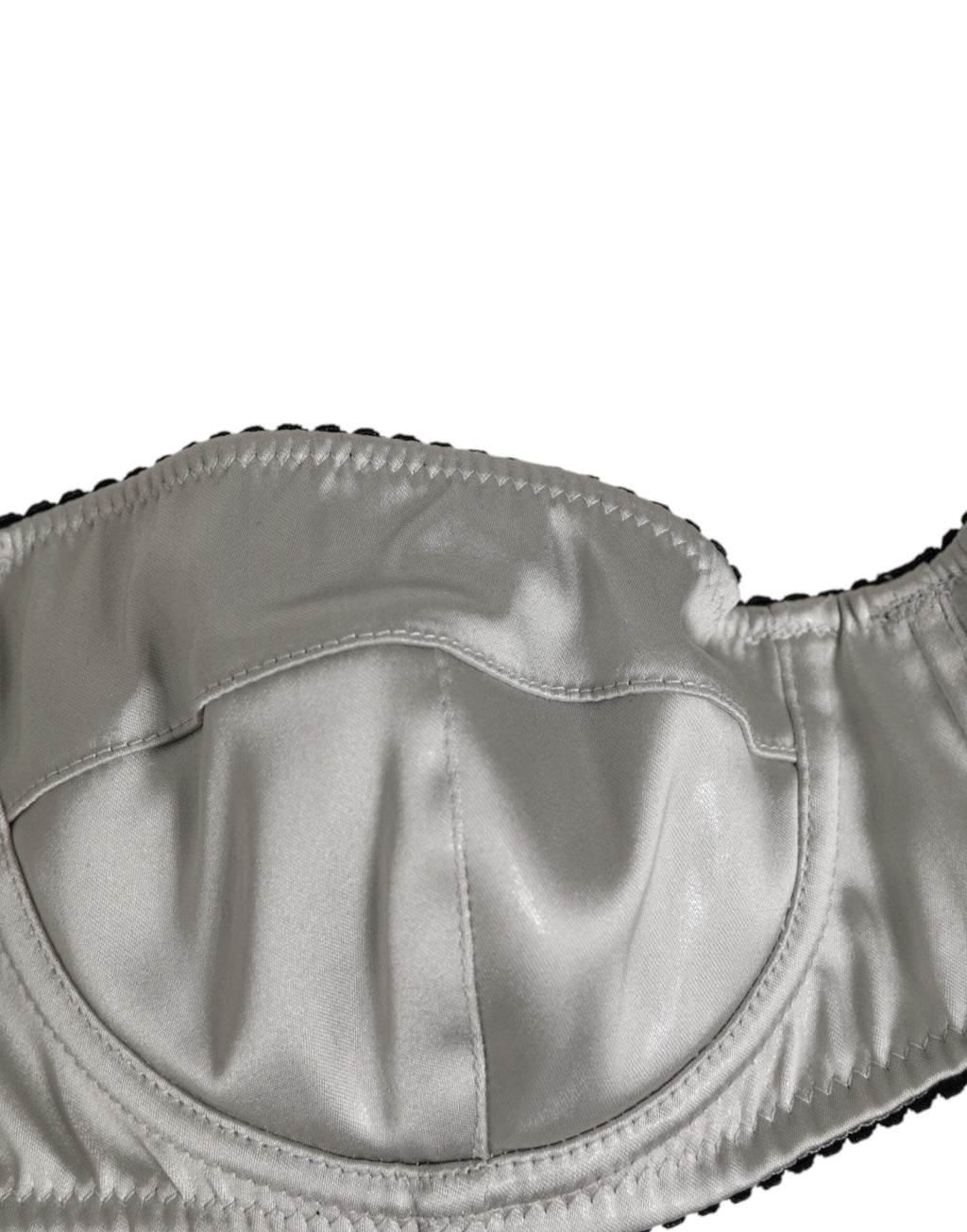Lingerie Dolce & Gabbana, soutien-gorge balconnet en acétate gris, élastique et confortable.