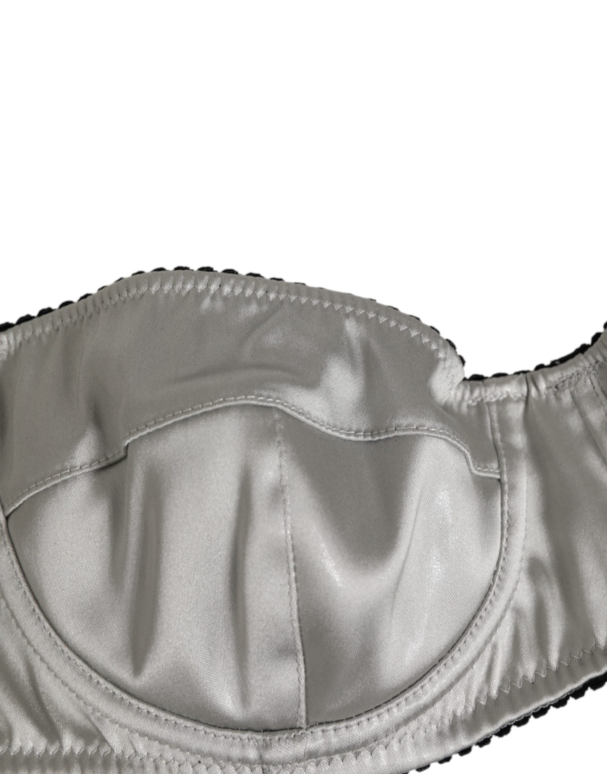 Lingerie Dolce & Gabbana, soutien-gorge balconnet en acétate gris, élastique et confortable.