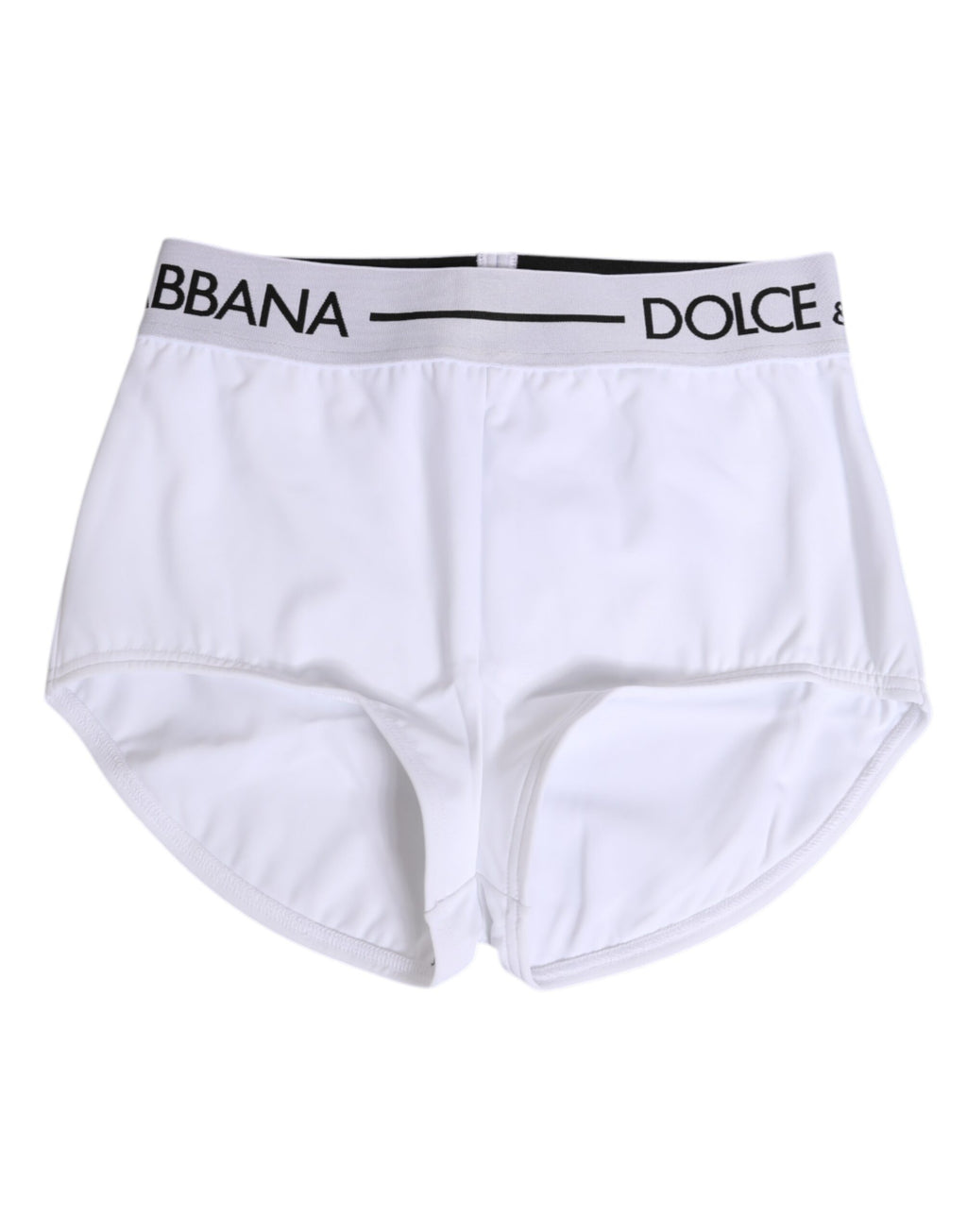 Sous-vêtements Dolce & Gabbana shorts en nylon blanc avec logo à la taille, vue de face.