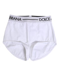 Sous-vêtements Dolce & Gabbana shorts en nylon blanc avec logo à la taille, vue de face.