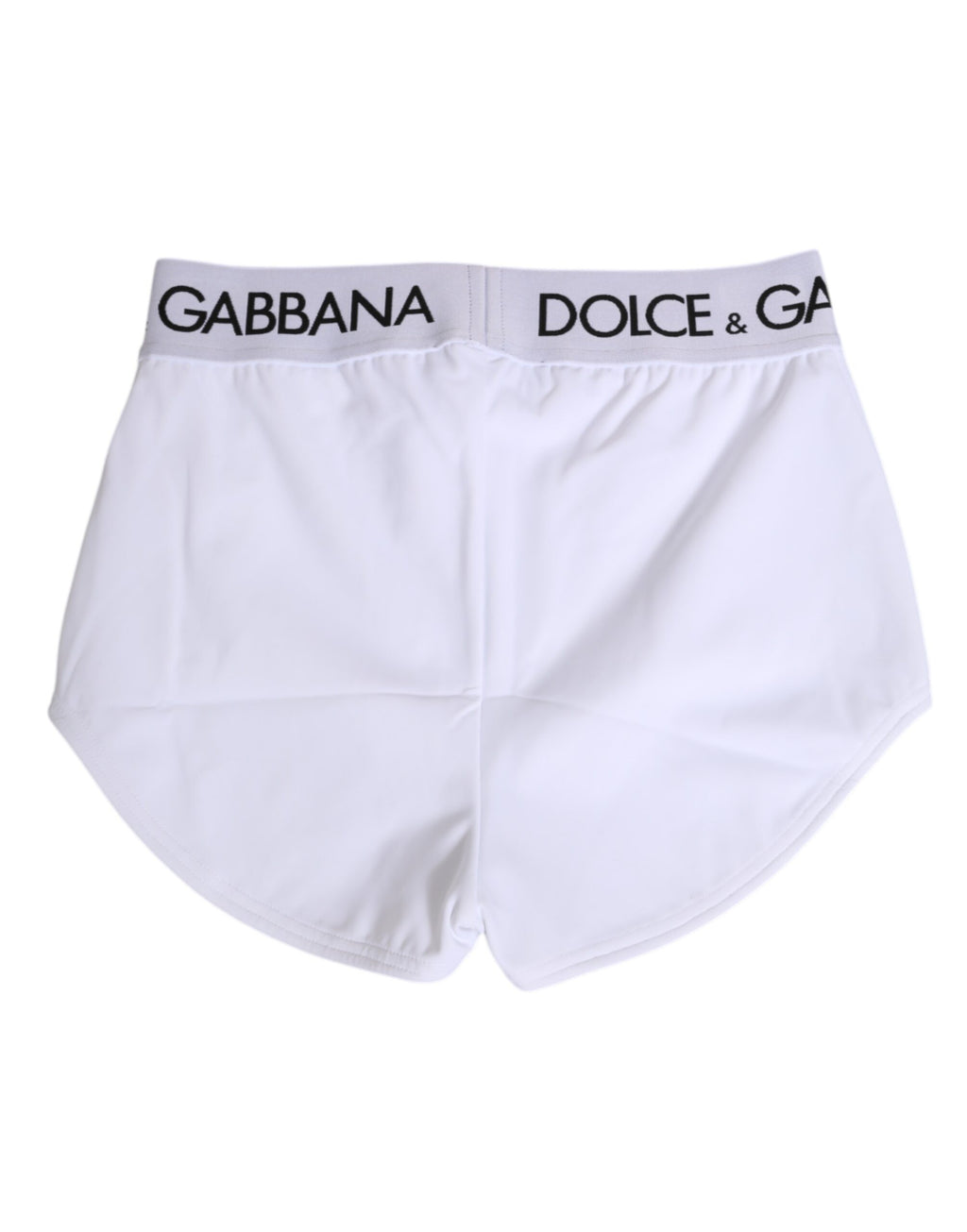 Shorts de dessous en nylon blanc avec logo Dolce & Gabbana à taille élastique, design élégant et confortable.