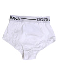 Culotte blanche en nylon Dolce & Gabbana avec logo sur la ceinture, design confortable et élégant pour femme.