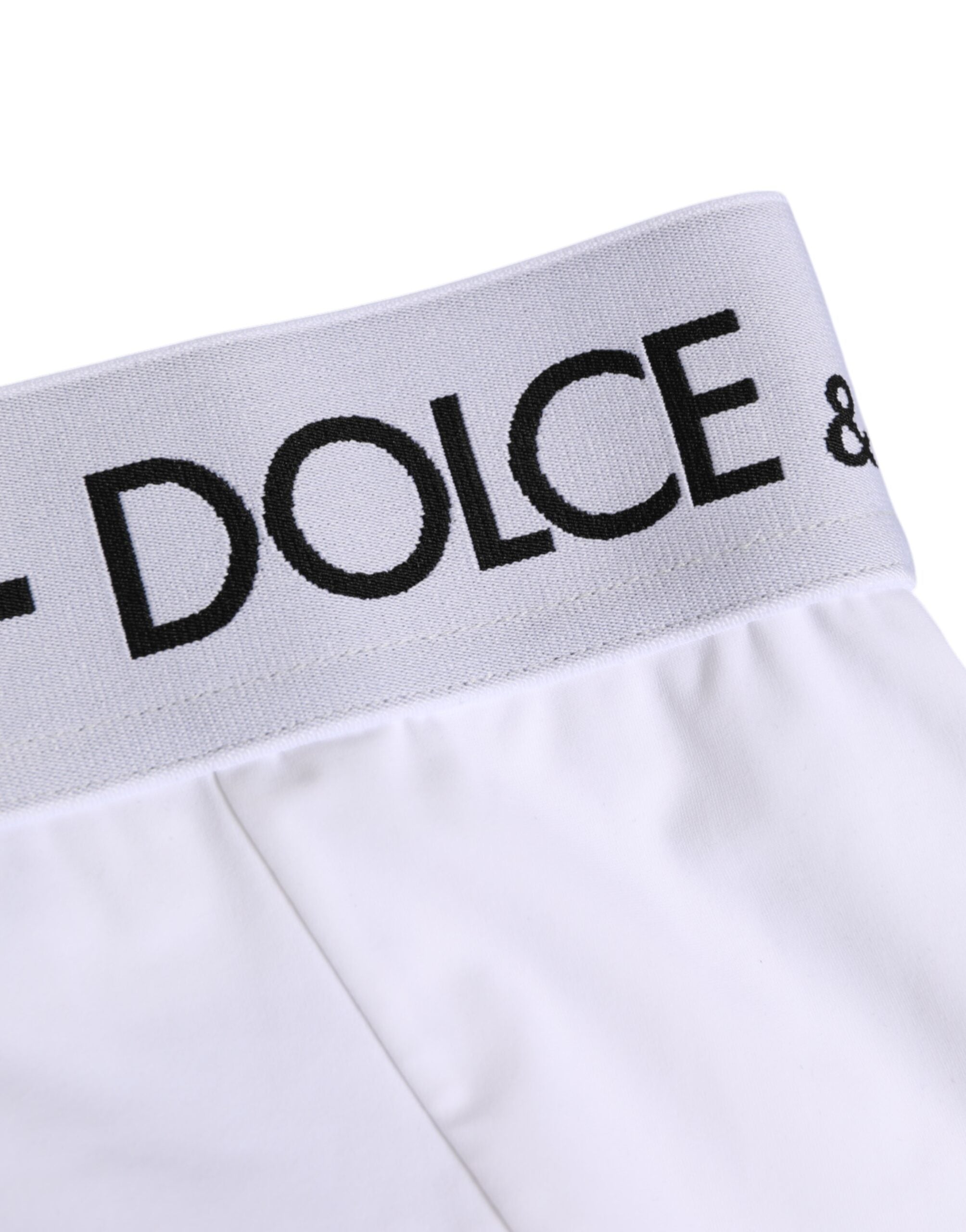 Culotte blanche Dolce & Gabbana en nylon avec logo à la taille, sous-vêtements élégants et confortables.