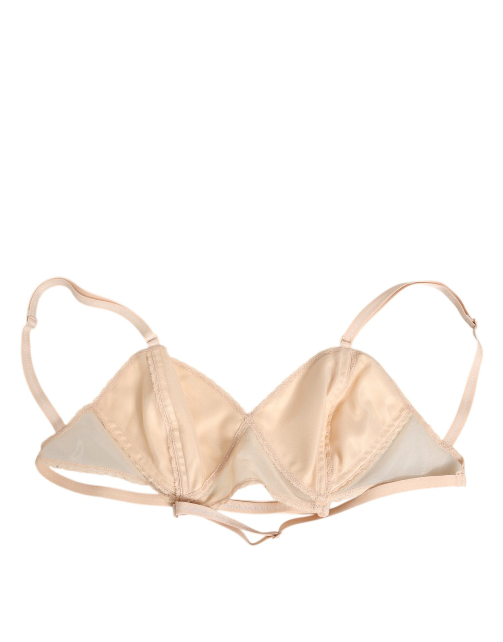 Soutien-gorge triangle en nylon beige de Dolce & Gabbana avec bonnets souples, sans armatures, en tissu doux et léger.