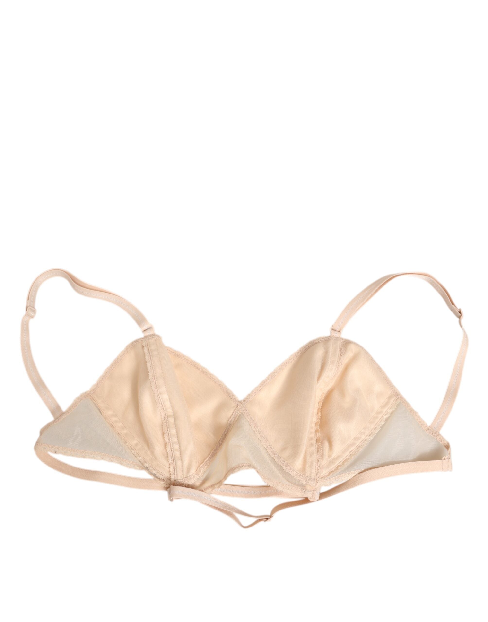 Soutien-gorge triangle en nylon beige de Dolce & Gabbana avec bonnets souples, sans armatures, en tissu doux et léger.