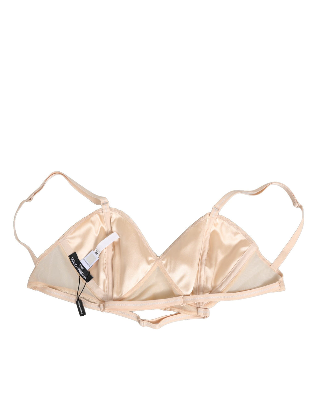 Soutien-gorge triangle beige en nylon Dolce & Gabbana avec bonnet souple, sous-vêtements élégants et confortables.