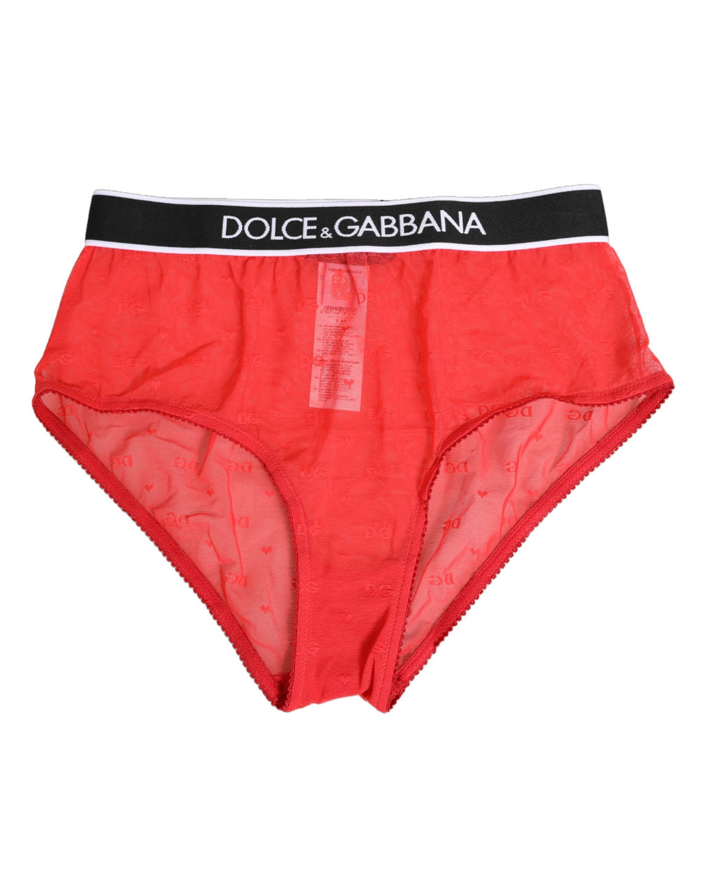 Culotte Dolce & Gabbana en nylon rouge avec logo à la taille, sous-vêtement féminin élégant et confortable.