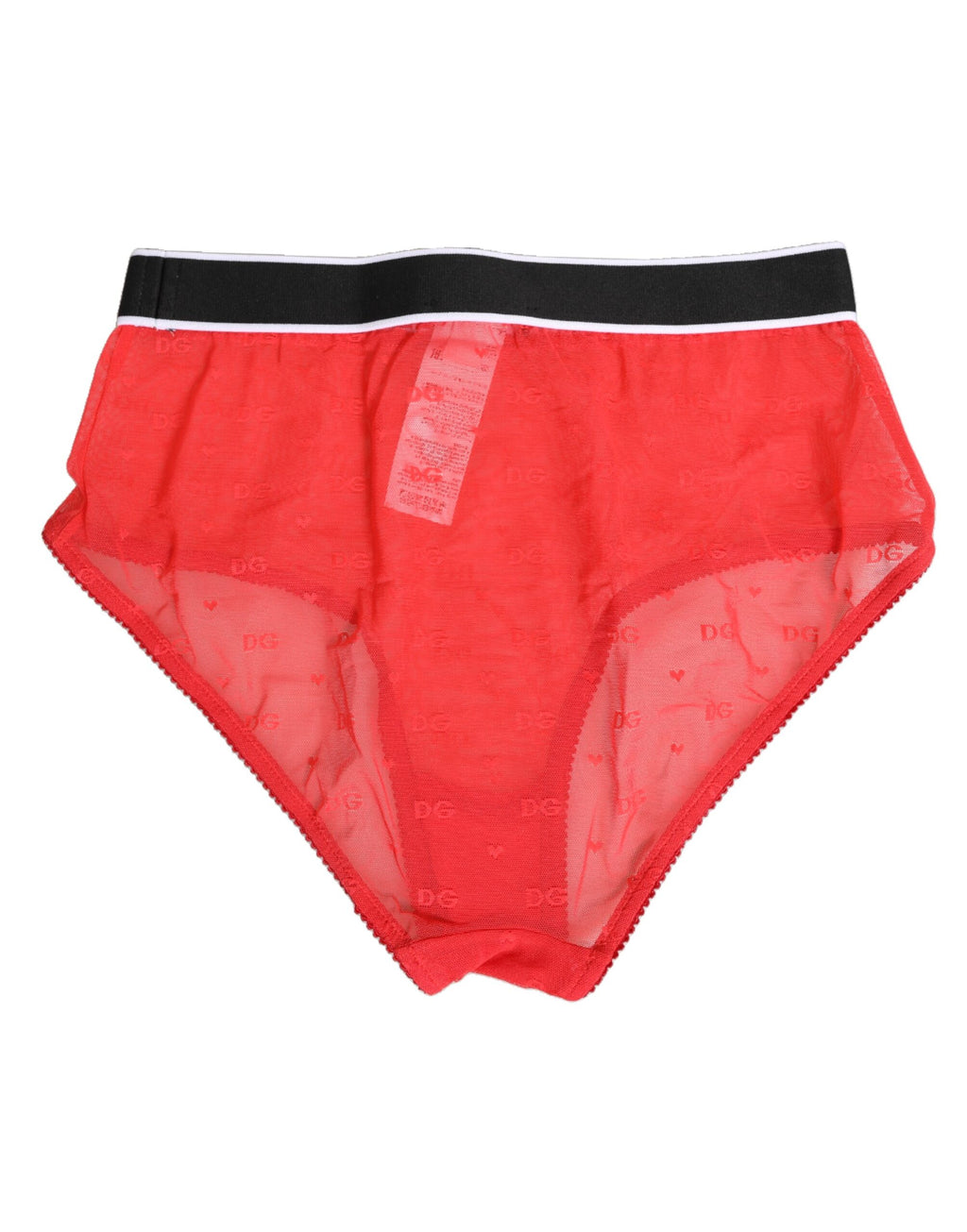 Culotte Dolce & Gabbana en nylon rouge avec logo à la taille, sous-vêtements féminins élégants et confortables.