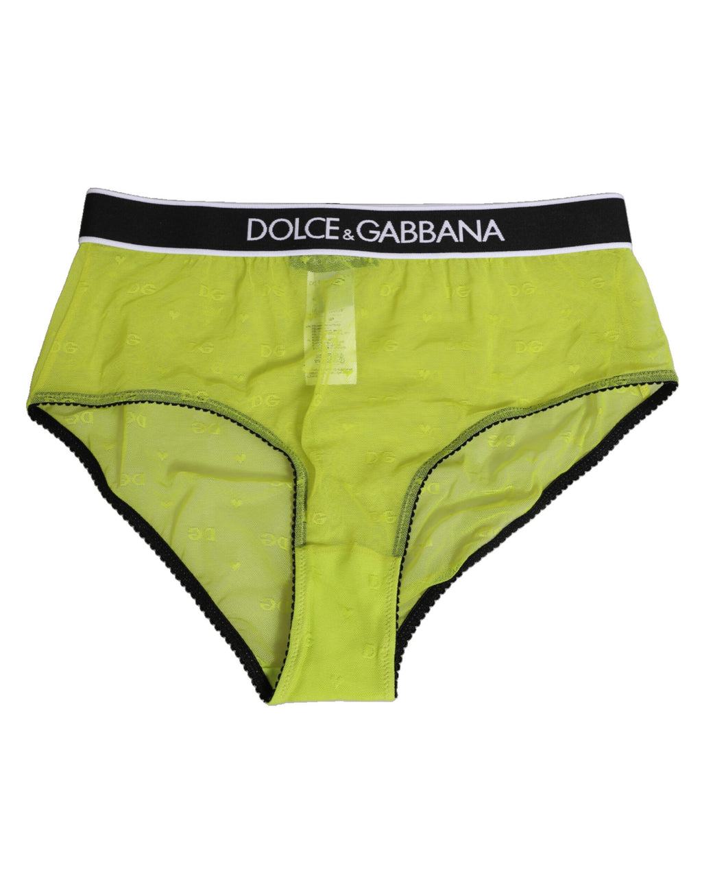 Culotte Dolce & Gabbana en nylon vert avec logo à la taille, sous-vêtements féminins élégants et confortables.