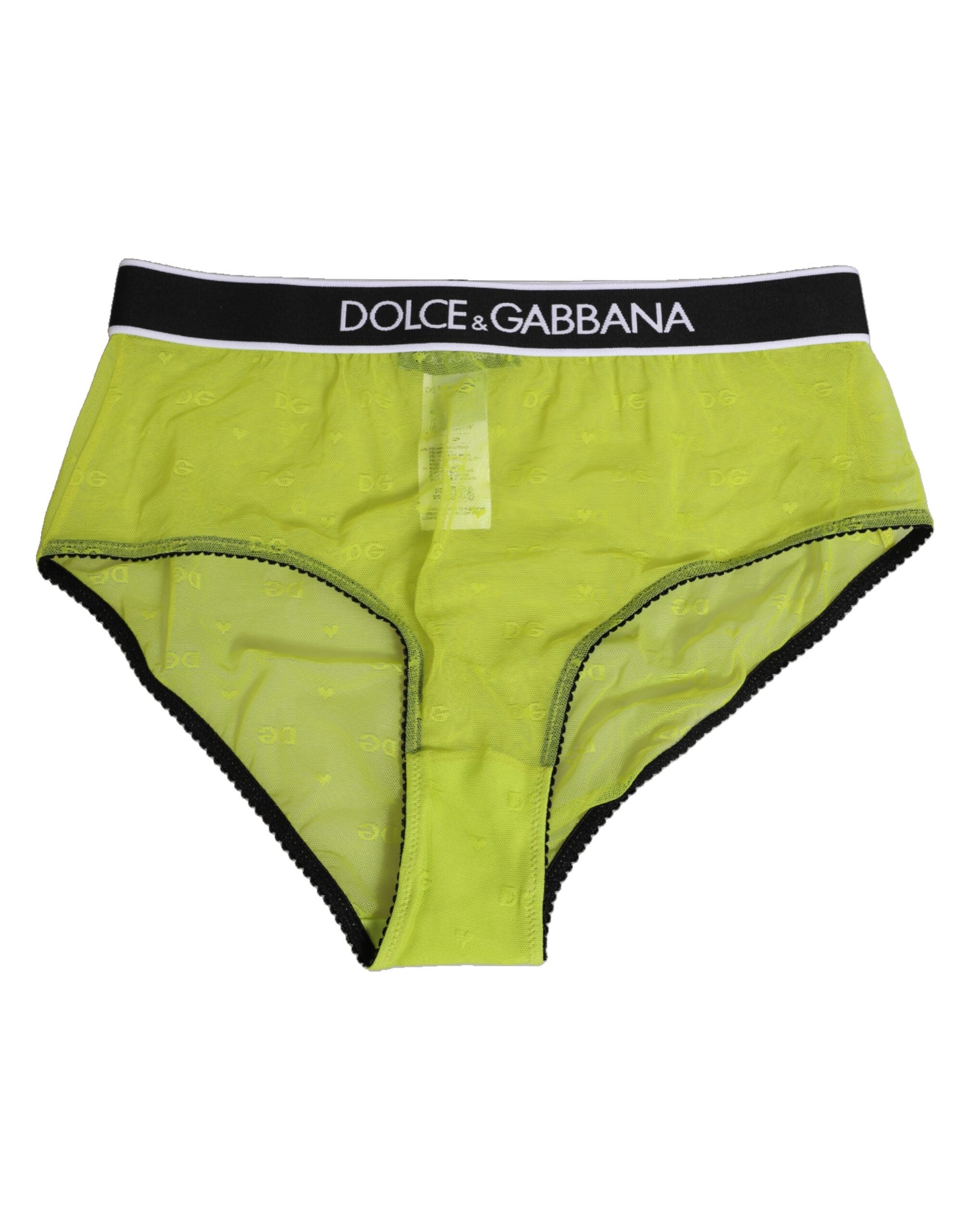 Culotte Dolce & Gabbana en nylon vert avec logo à la taille, sous-vêtements féminins élégants et confortables.