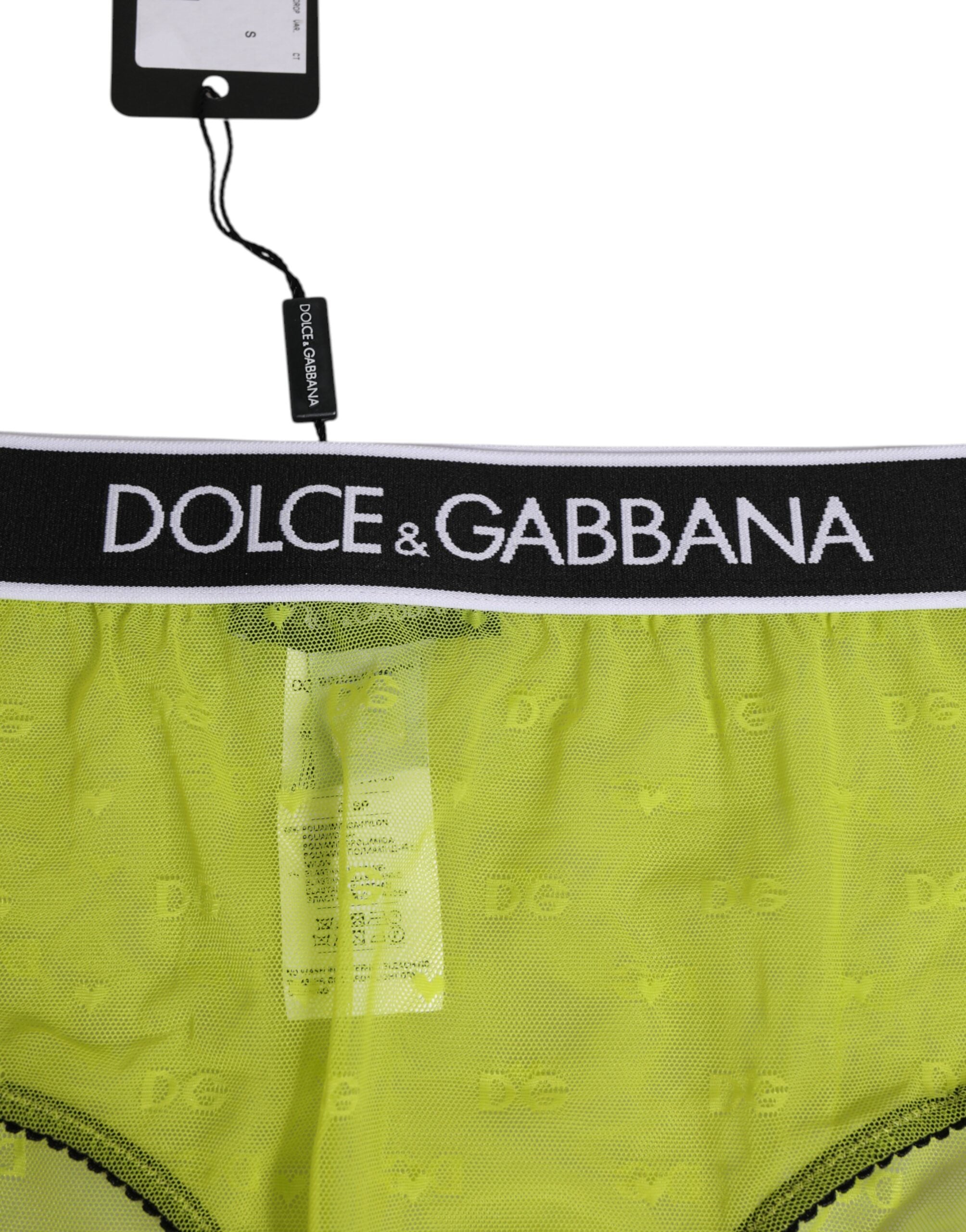 Culotte Dolce & Gabbana en nylon vert avec logo à la ceinture, sous-vêtements féminins élégants et confortables.