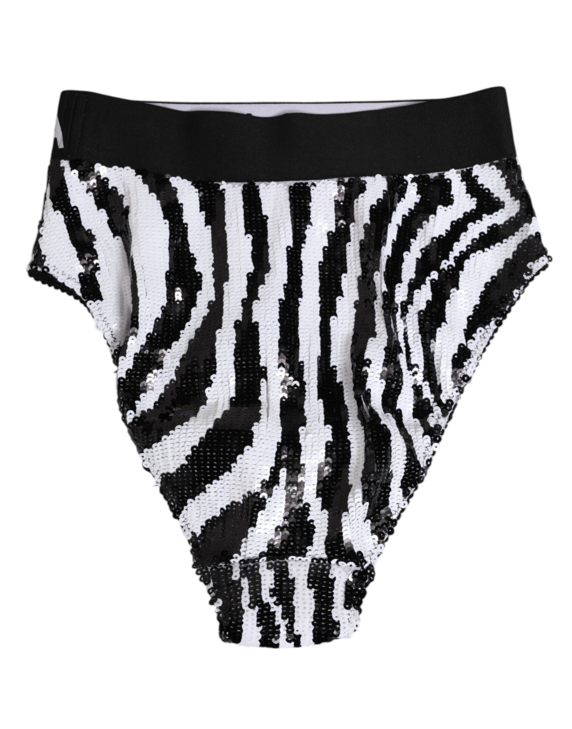 Culotte haute Dolce & Gabbana à rayures noires et blanches, sous-vêtements élégants et confortables.