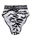 Culotte haute Dolce & Gabbana noire et blanche avec sequins, sous-vêtements élégants et sophistiqués.
