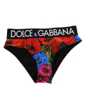 Culotte haute Dolce & Gabbana à imprimé floral noir, sous-vêtements élégants en coton avec taille haute et design sophistiqué.