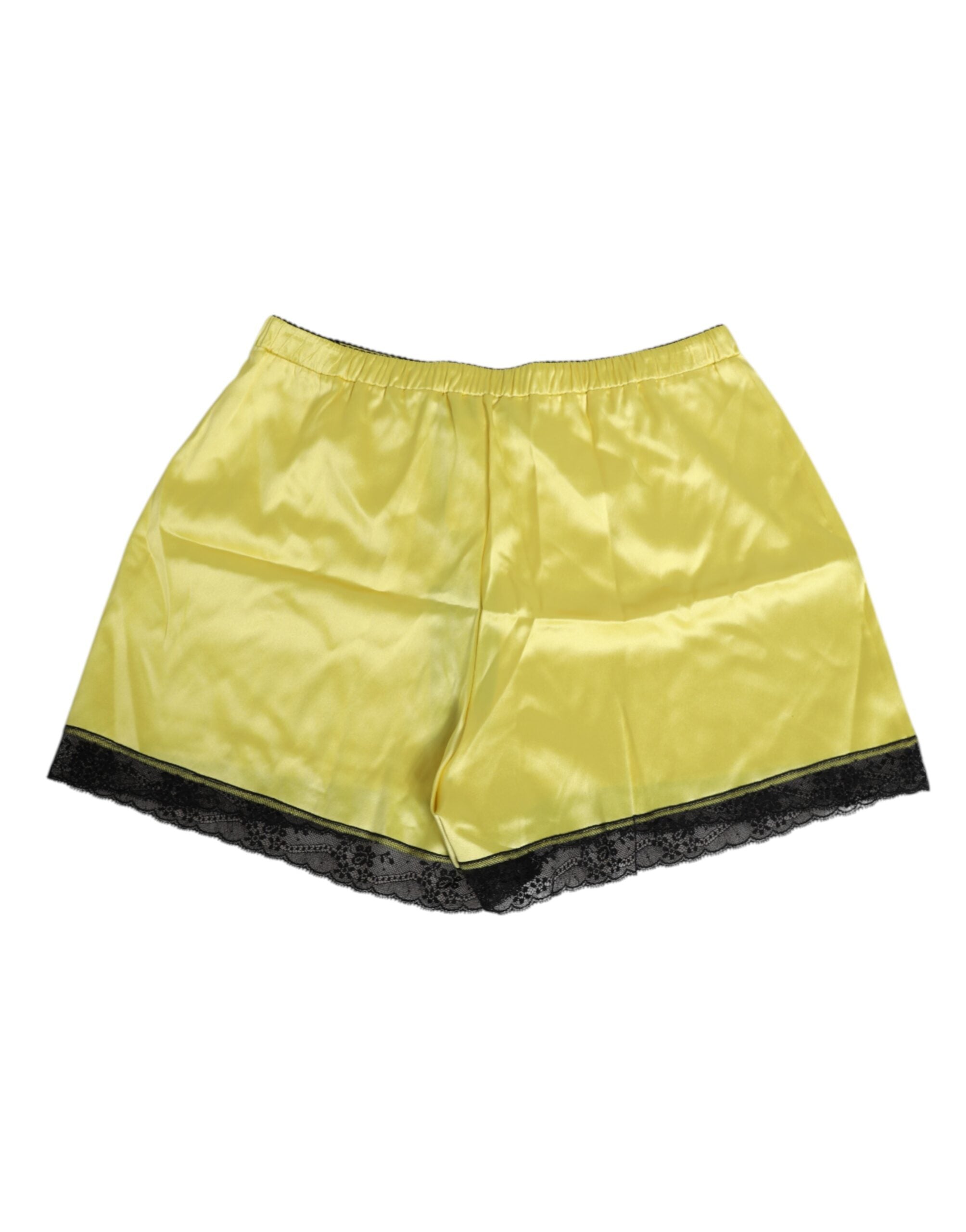 Shorts de lingerie en satin de soie jaune de Dolce & Gabbana, taille mi-haute, élégants et confortables.