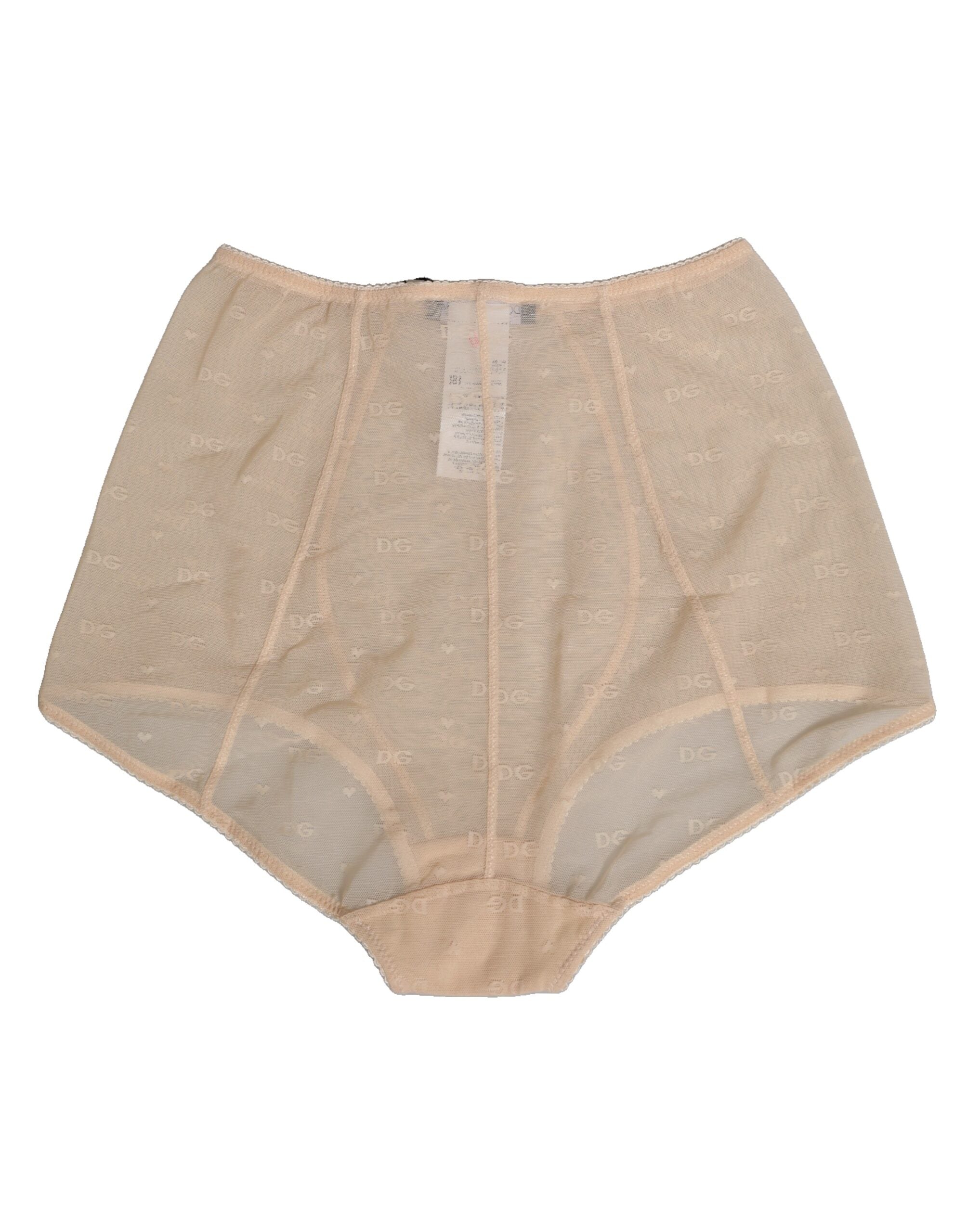 Culotte haute en nylon beige de la marque Dolce & Gabbana, sous-vêtements élégants et confortables pour femmes.