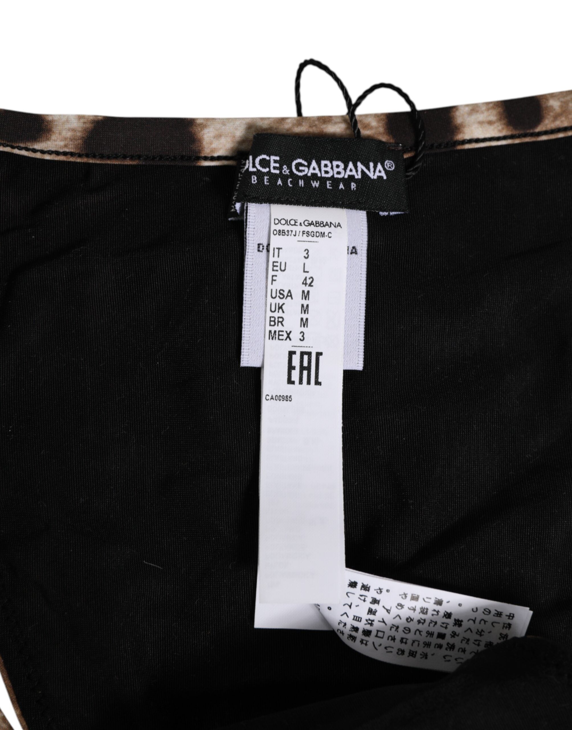 String thong en tanga marron à motif léopard de Dolce & Gabbana, avec design triangle et tissu léger.