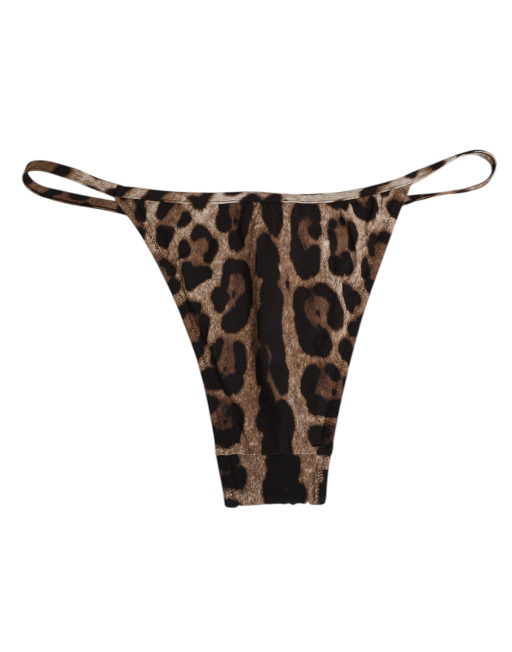 Culotte tanga triangle Dolce & Gabbana marron à motif léopard, sous-vêtements féminins élégants et confortables.