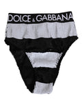 Culotte haute Dolce & Gabbana noire et blanche avec sequins, sous-vêtements élégants et sophistiqués.