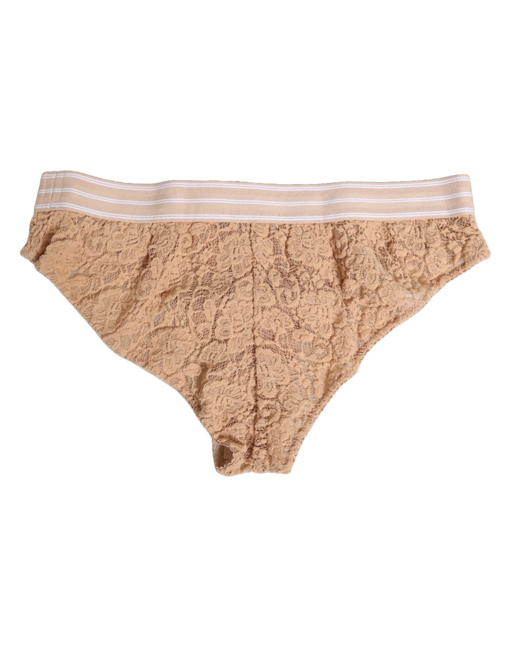Culotte beige en dentelle et nylon de haute taille de Dolce & Gabbana, sous-vêtements élégants et confortables.