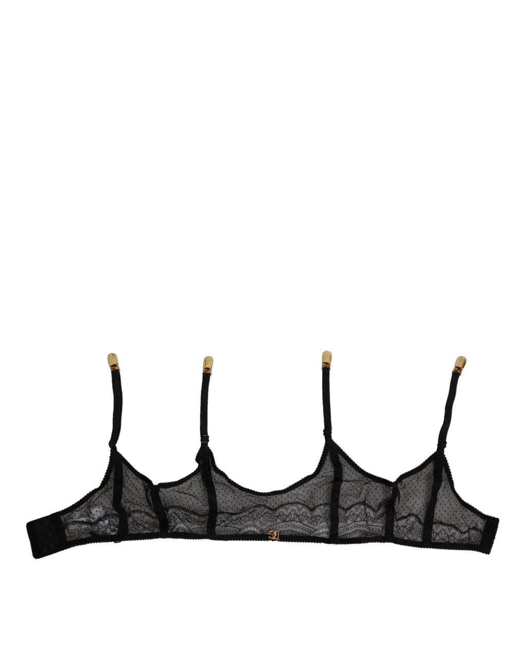 Ce porte-jarretelles noir en dentelle florale en nylon de Dolce & Gabbana, élégant et sophistiqué, visible sur l'image.