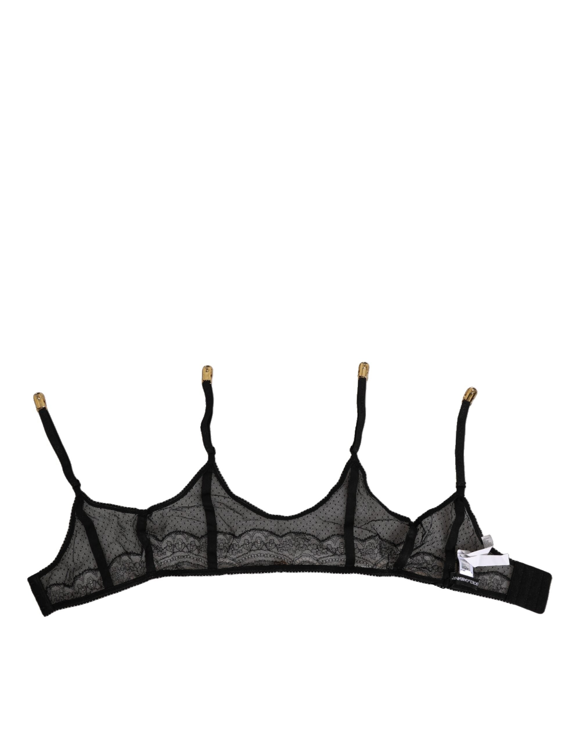 Ceinture porte-jarretelles noire en dentelle florale en nylon de Dolce & Gabbana, élégante et raffinée.