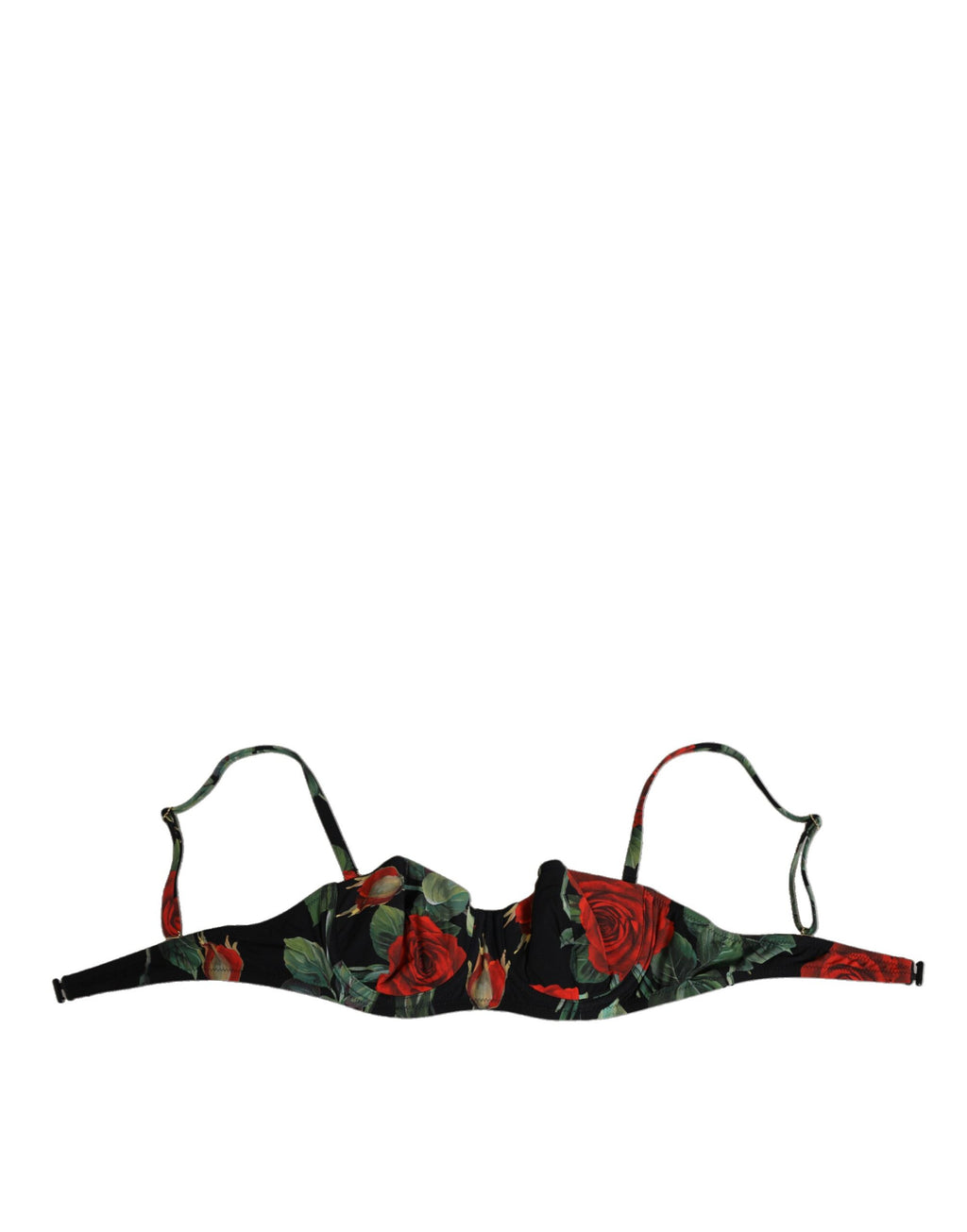 Soutien-gorge balconnet en nylon noir à fleurs de Dolce & Gabbana, rembourré et élégant, pour lingerie raffinée.