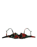 Soutien-gorge balconnet en nylon noir à fleurs de Dolce & Gabbana, rembourré et élégant, pour lingerie raffinée.