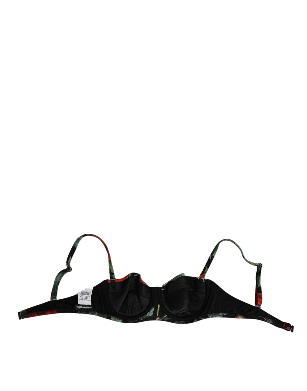 Soutien-gorge balconnet rembourré en nylon noir à fleurs Dolce & Gabbana, élégant et confortable, avec détails floraux.