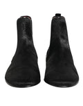 Chaussures Chelsea en cuir noir et fourrure de Dolce & Gabbana pour homme, élégantes et modernes.
