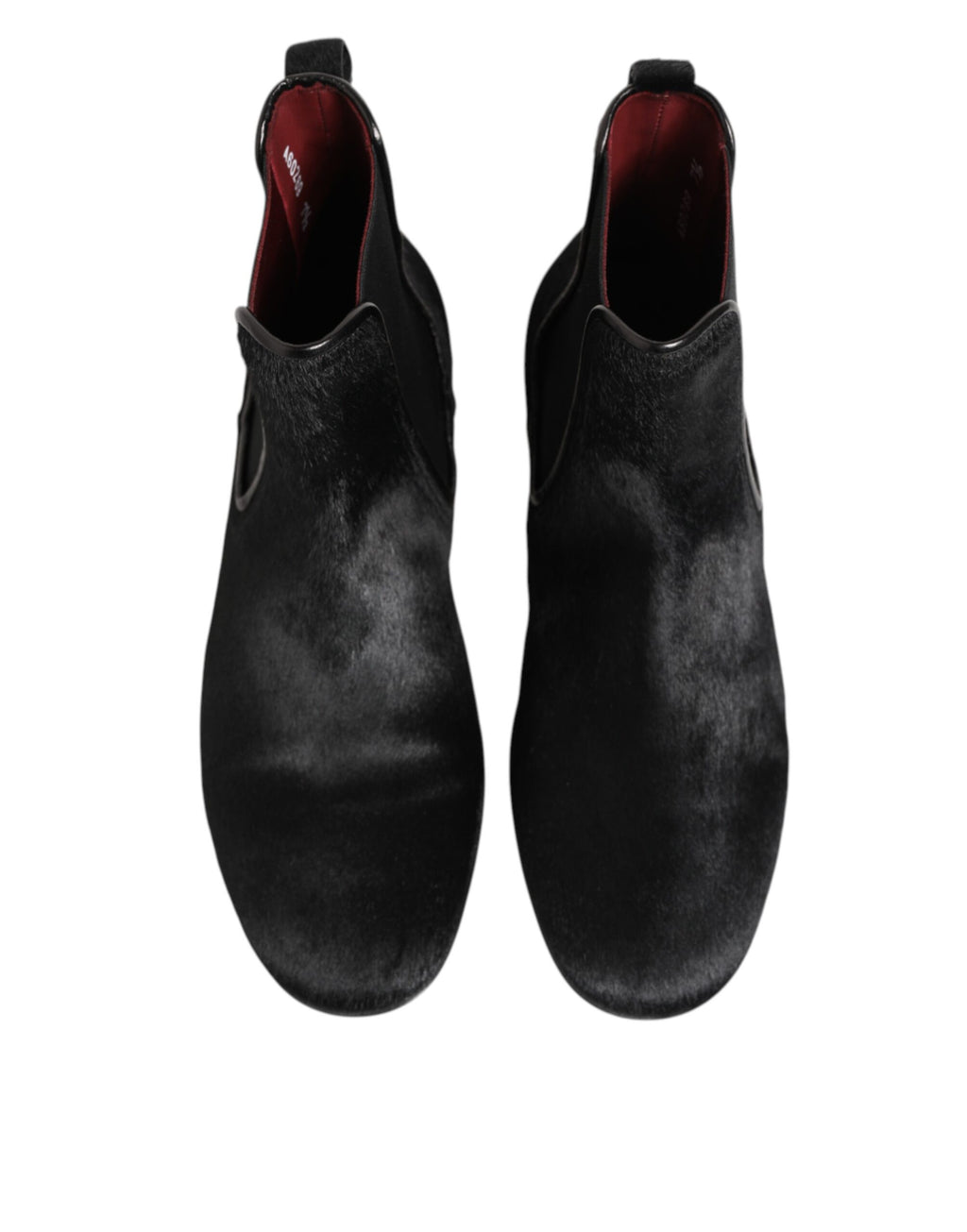 Chaussures Chelsea en cuir noir et fourrure de Dolce & Gabbana pour homme, style élégant et sophistiqué.