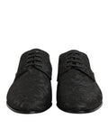 Chaussures Derby homme Dolce & Gabbana en brocart noir avec laçage élégant, style habillé et sophistiqué.