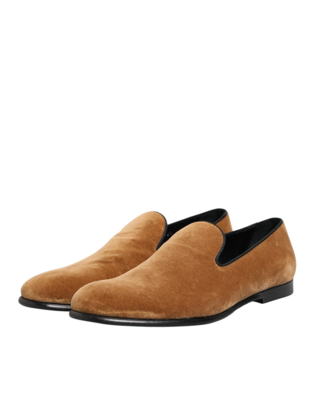 Chaussures habillées pour homme Dolce & Gabbana en daim marron, mocassins slip-on formels et élégants.