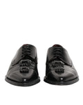 Chaussures derby en cuir noir Dolce & Gabbana avec bijoux et cristaux, style élégant et sophistiqué.