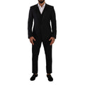 Costume trois pièces en laine noire Dolce & Gabbana, veste, pantalon et gilet élégants pour homme.