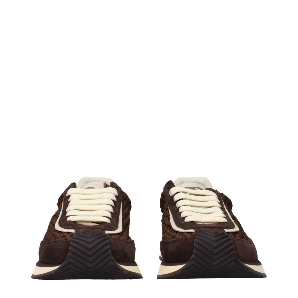 Chaussures basses en tissu marron de Dolce & Gabbana, sneakers élégants et confortables pour un style décontracté.