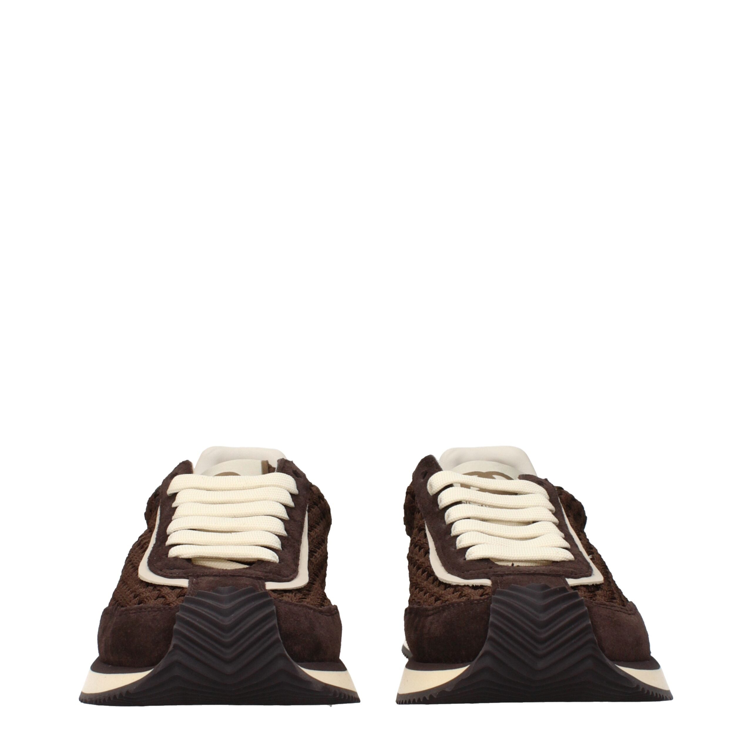 Chaussures basses en tissu marron de Dolce & Gabbana, sneakers élégants et confortables pour un style décontracté.