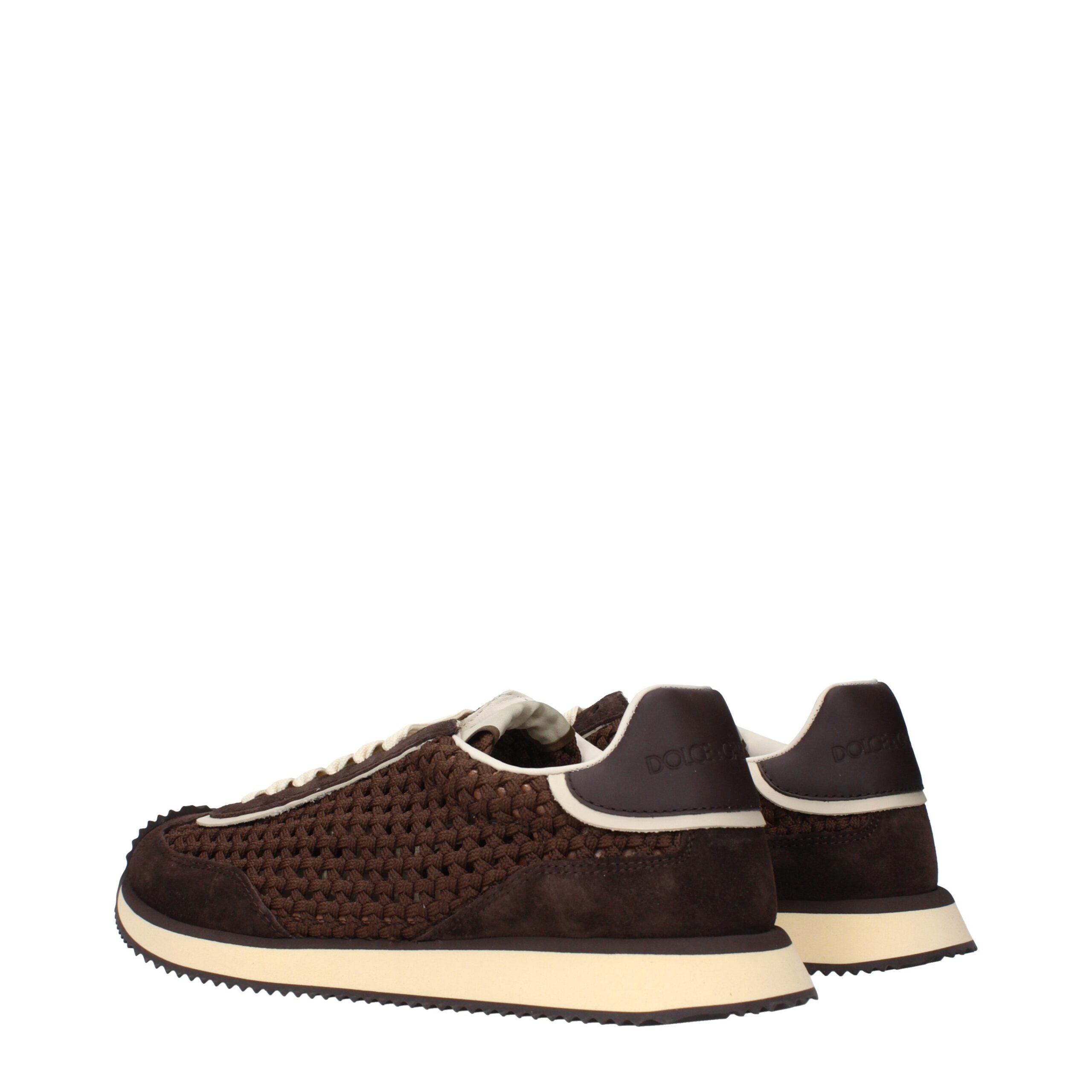 Sneakers bass en tissu marron de Dolce & Gabbana, chaussures de sport élégantes pour homme.