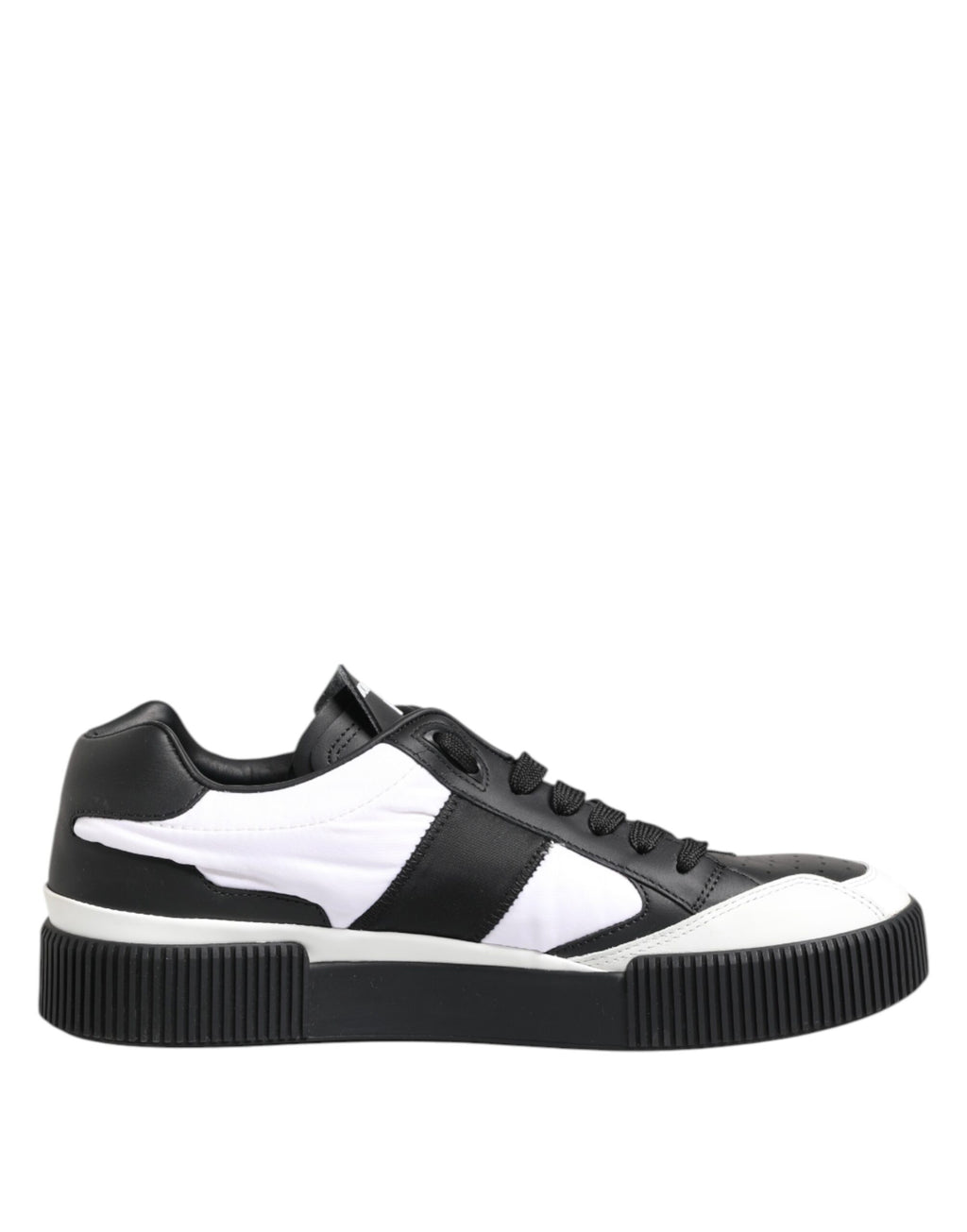 Chaussures basses en cuir noir et blanc Dolce & Gabbana Miami, sneakers à la mode pour homme.