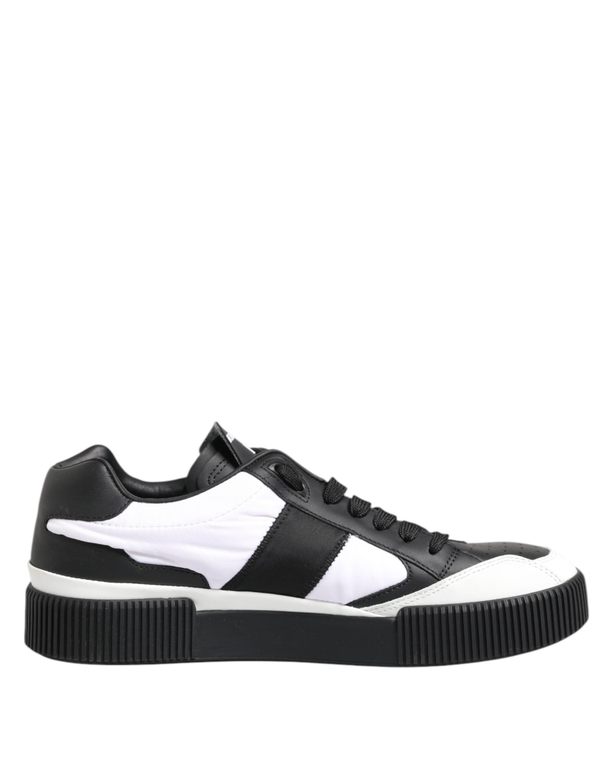 Chaussures basses en cuir noir et blanc Dolce & Gabbana Miami, sneakers à la mode pour homme.