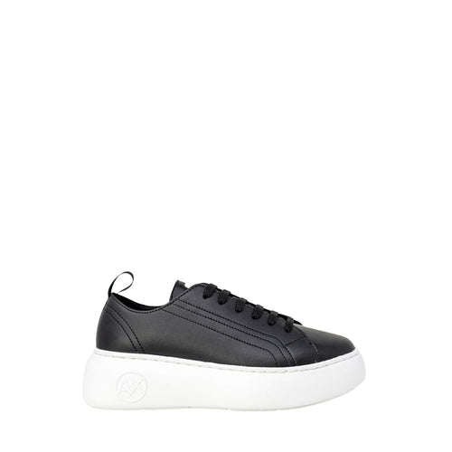 Chaussures basses en cuir synthétique noir Armani Exchange, sneakers décontractés pour homme.