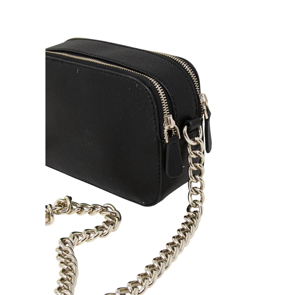 Sac à main Guess en polyéthylène noir, avec poignées et design élégant visible sur l'image.